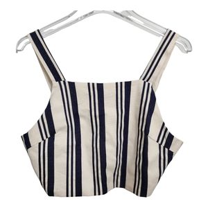LUNIK Black & Cream Striped Crop Top Size Large
